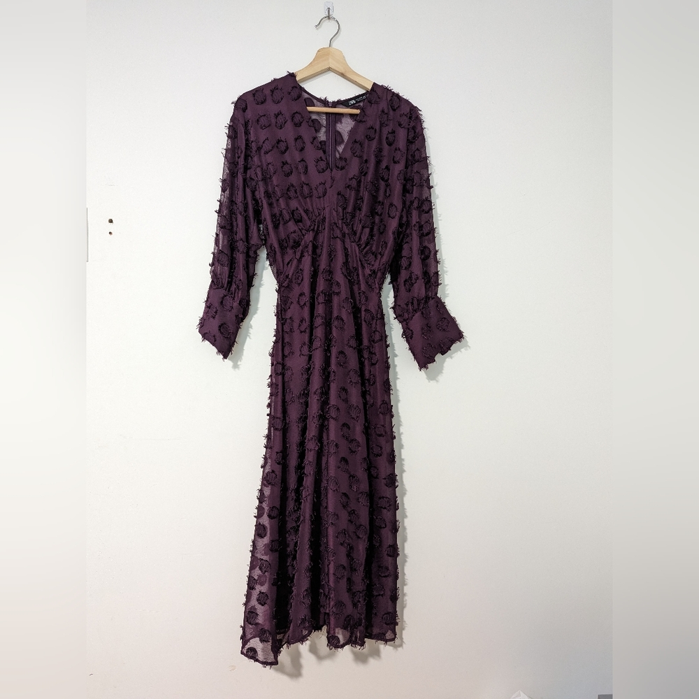 Zara V neck dress with polka dot material detail